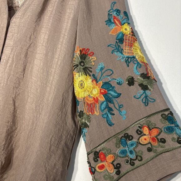 ANTHROPOLOGIE Fig and Flower Embroidered Top Beige Size S - Picture 3 of 14